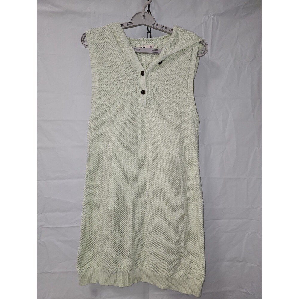 Crocheted Waffel Knit hoodie swimsuit coverup  sleeveless design button up front